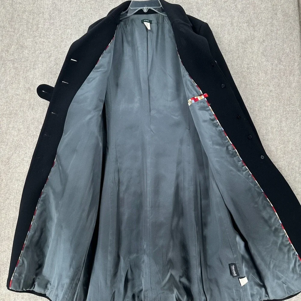 J Crew Lady Day Italian Double‎ Cloth Peacoat Wool Coat 12 Tall Black Jacket - Picture 3 of 9